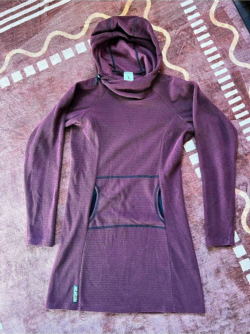 Melanzana Micro Grid Dress V2 Burgandy Wine Gorpcore